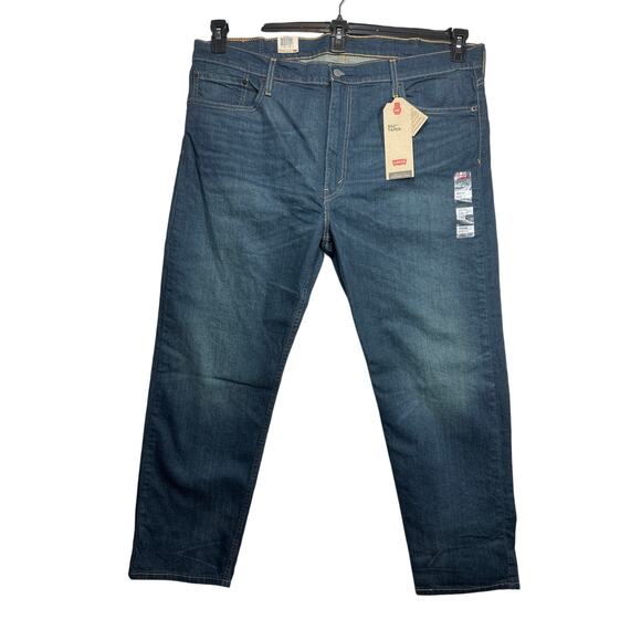 Levi’s 502 Taper Men's Stretch Denim Jeans Sz 42 x 30 Blank Tab Blue Casual Work - Picture 1 of 15